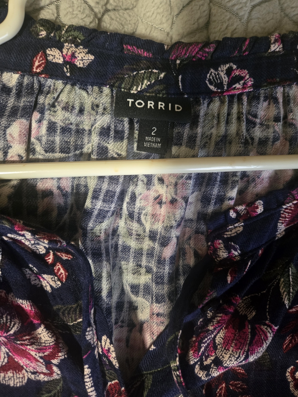 Torrid Navy Floral Women's Blouse with Pink Accents